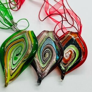 Multicolor Swirl Glass Necklaces (3)